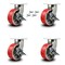 Service Caster 8 Inch Heavy Duty Red Poly on Cast Iron Caster Set with Brake and Swivel Lock SCC-KP92S830-PUR-RS-SLB-BSL-4 - alternate 1